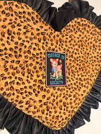 Image 2 of Leopard Print Heart Ruffle Bag – “Menace to Society” Patch
