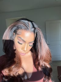 Image 3 of 20 inch YAKI CHOCOLATE BROWN OMBRE 13x6 lace front wig