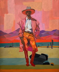 Image 1 of Lone Cowboy - 26x32" Acrylic On Canvas 