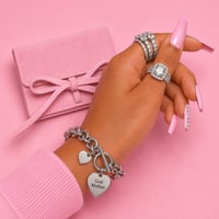 Image 1 of Stainless Steel Godmother Heart Pendant Toggle Bracelet  