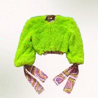 Image 1 of green faux fur bomber jacket 