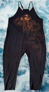 Image 2 of “CANCER” CUSTOM BLEACH PAINTED BAGGY ROMPER MEDIUM
