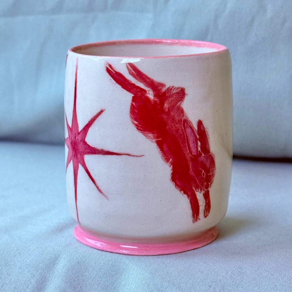 image of red rabbit cup