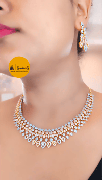 Image 3 of Risha CZ Gold-Stunning Australian Diamond Necklace Set