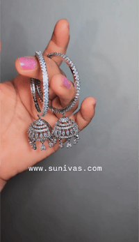 Image 3 of Shanvi_American Diamond Hoop Pinjada Jhumka