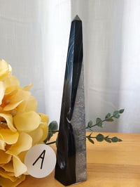Image 6 of 7" Black Onyx Agate Tower Natural Healing Crystal 2 Styles