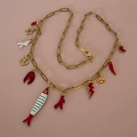 Image 2 of Ocean Theme 1 - Gold Paperclip Charm Necklace