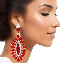 Image 1 of RED TEAR DROP OVAL EARRINGS 