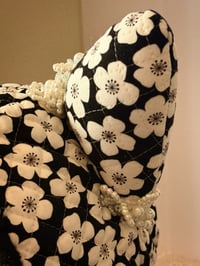 Image 5 of Haute Couture: Hand Beaded Quilted White Floral Cat Hat