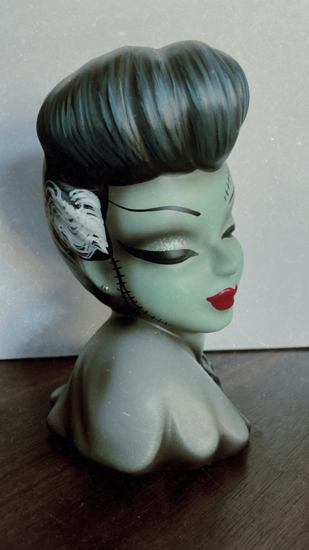 Vintage Revamped Bride of Frankenstein Head Vase