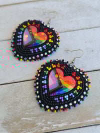 Image 2 of Black Rainbow Pride earrings 
