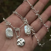 Image 3 of Silver handmade chain with mini moon and pearls