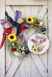 Patriotic highland cow wreath 