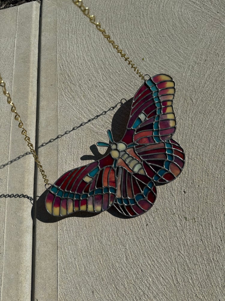 Red Moth - Tiffany Lamp Screen Inspired