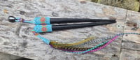 Image 1 of Beaded Tourmaline and feather hair stix