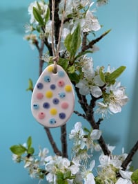 Image 4 of Handmade Ceramic Speckled Polka Dot Easter Egg