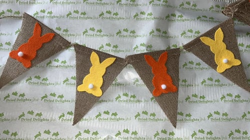 Image of Handmade hessian bunny bunting (customs colours available)