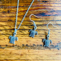 Image 2 of Set of 5 turtle silver plated necklaces