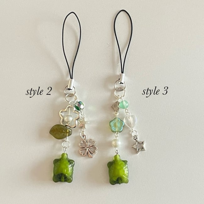 green glass turtle phone/bag charm