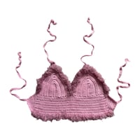 Light Pink Crochet Top with Pink Faux Feathers