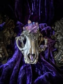 Lavender Aura Quartz - Bobcat Skull 
