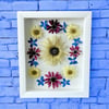 Genuine Sunflower, Delphinium And Red Cone Wildflowers In 8" X 10" Shadow Box (Item# 202203LS)
