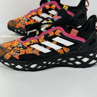 Image 7 of ADIDAS WEB BOOST DAY OF THE DEAD MENS RUNNING SHOES SIZE 9.5 PRIMEKNIT MONARCH BUTTERFLIES BLACK WHI