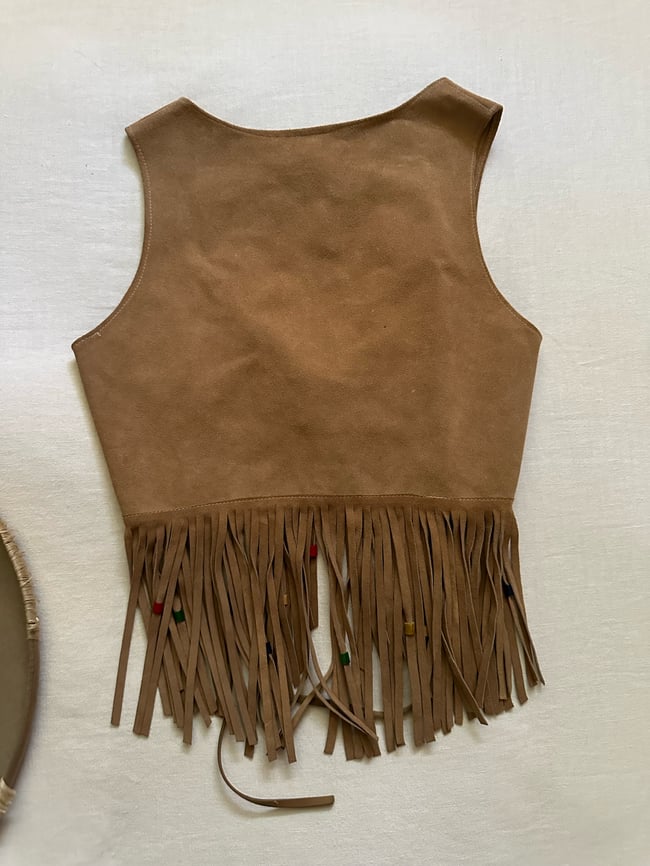 late 1960s  suede fringe lace up vest 