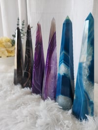 Image 1 of 7.5" Sardonyx Agate Crystal Towers | Red | Purple | Blue - 6 Styles