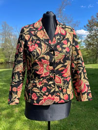 Image 3 of Large Black Floral Denim Blazer