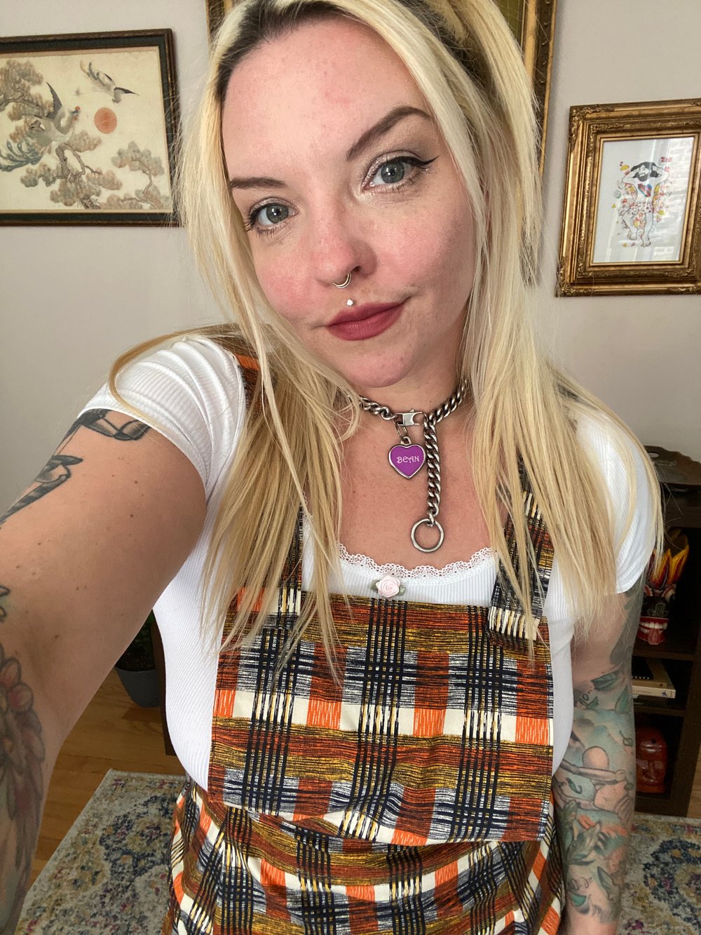 Image of Plaid overall skirt (70’s vintage fabric)