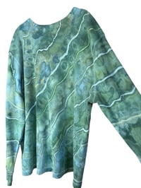 Image 7 of XXL Unisex Adult Waffle Long Sleeve Shirt in Verdant Geode Ice Dye