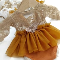 Image 2 of Newborn girls body-dress | Milana | dusty orange & beige