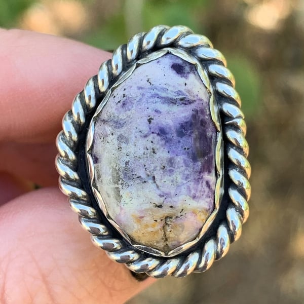 Image of Purple Ghost Opal Handmade Sterling Silver Ring