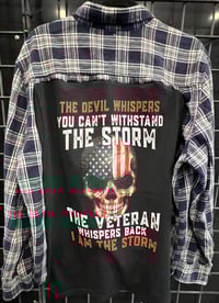 Vintage Blue/White Flannel Shirt Veteran Whispers Back