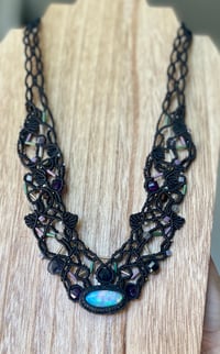 Image 4 of Opal, Amethyst & Iolite Micro Macrame Necklace 