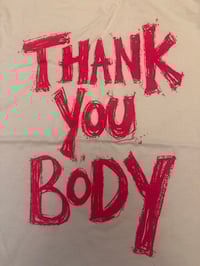 Image 1 of White Thank You Body with pink text (medium)