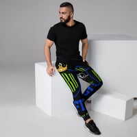 Image 1 of BOSSFITTED Black Neon Green and Blue Men's Joggers
