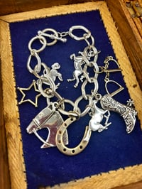 Image 1 of Vintage Equestrian Charm Bracelet –  Retro Cowgirl Chic