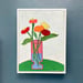 Image of Zinnias on a Green Table