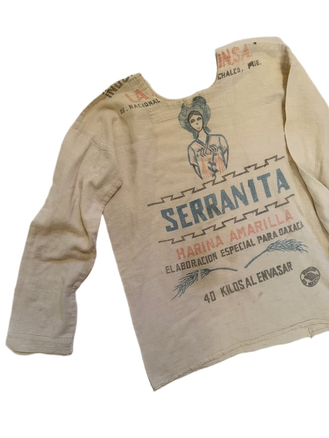 antique Oaxacan flour sack shirt 