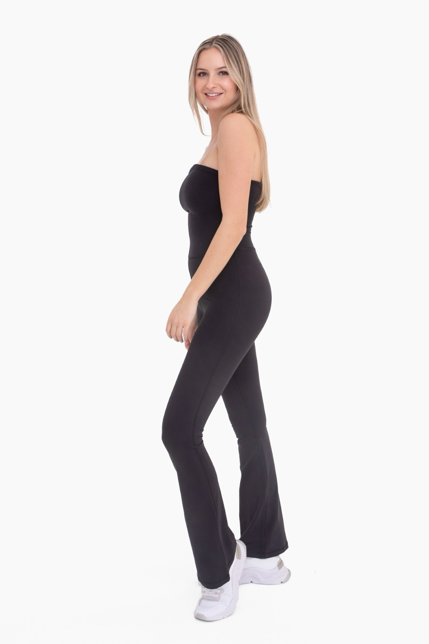 Image of Strapless Flared Jumpsuit 