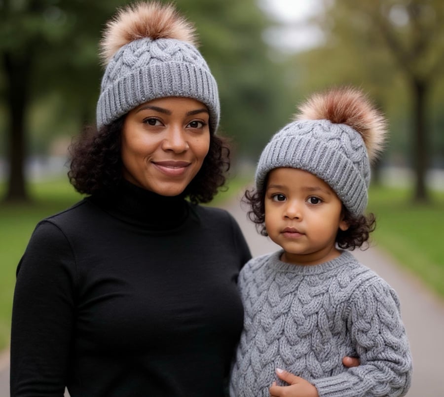 Image of Adult and Child Beanie Sets 
