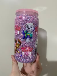 Image 2 of pink paw patrol acrylic can snowglobe