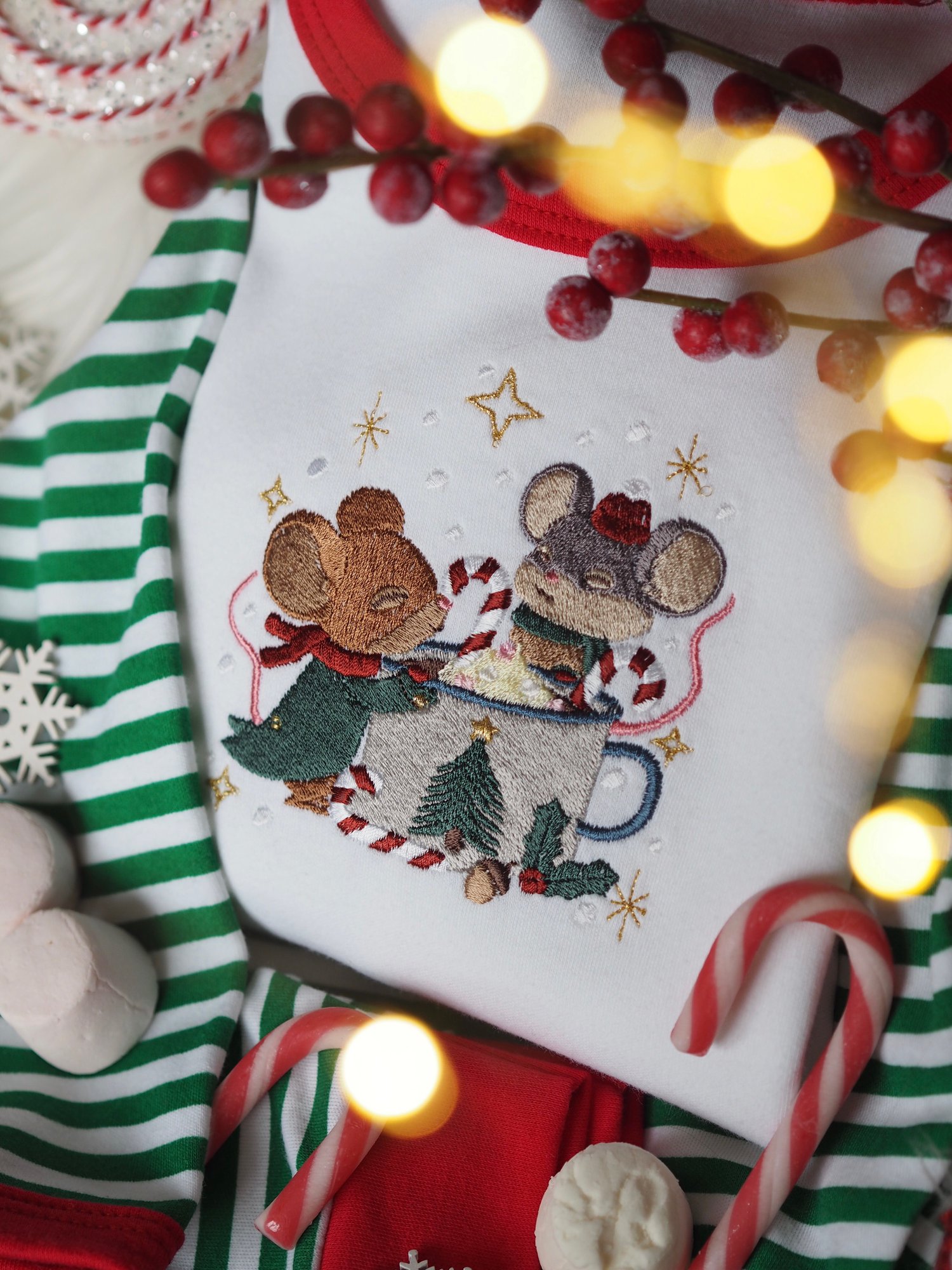 Image of A Mousey Little Christmas - Green Striped Pj's