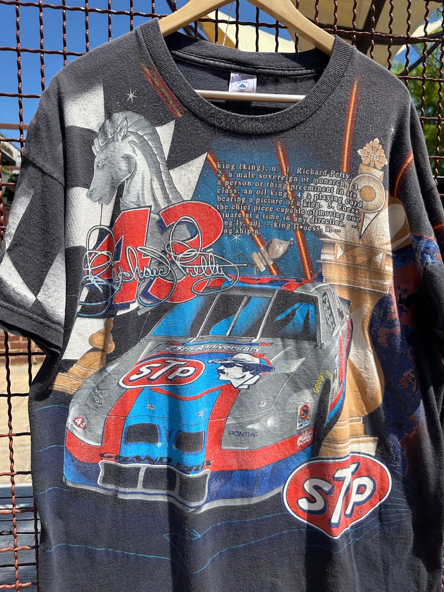 Image of 90s RICHARD PETTY 25TH ANNIVERSARY ALL-OVER-PRINT RACING TEE, SIZE: XL