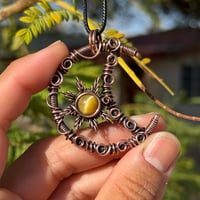 Image 5 of Gold Tigers Eye Moon & Sun Pendant 🌙☀️💛*CUSTOM REMAKE*
