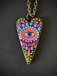 Image 1 of Mystic Eye Heart Necklace - Neon/Pink/Perriwinkle 