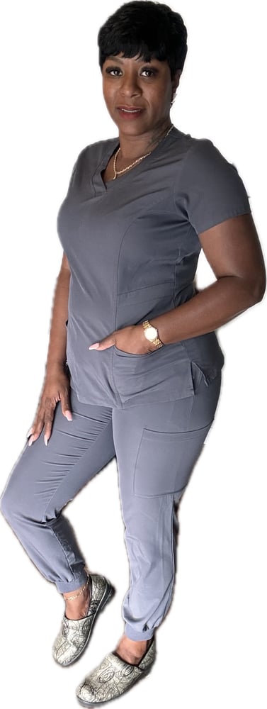 Image of Pewter Jogger Scrub Set 