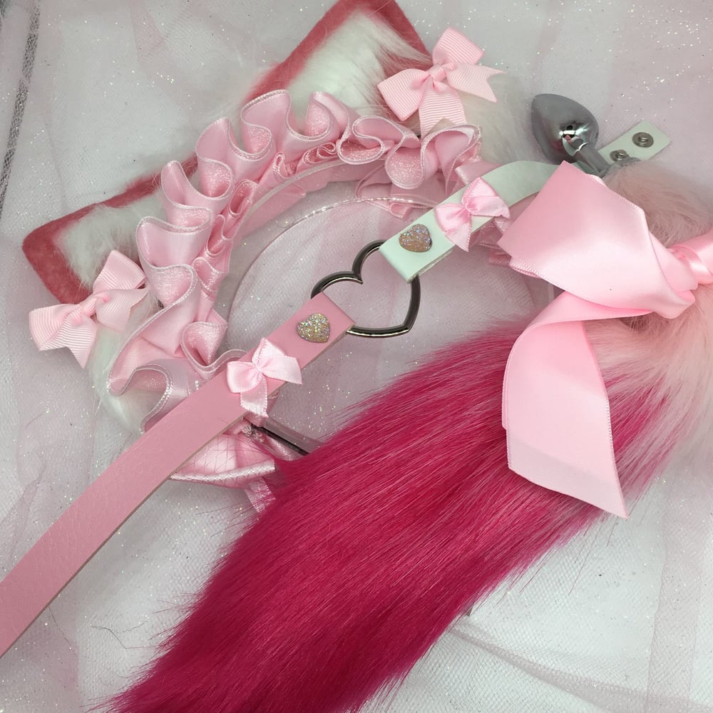 Pink / white kitten set with lace 🐱